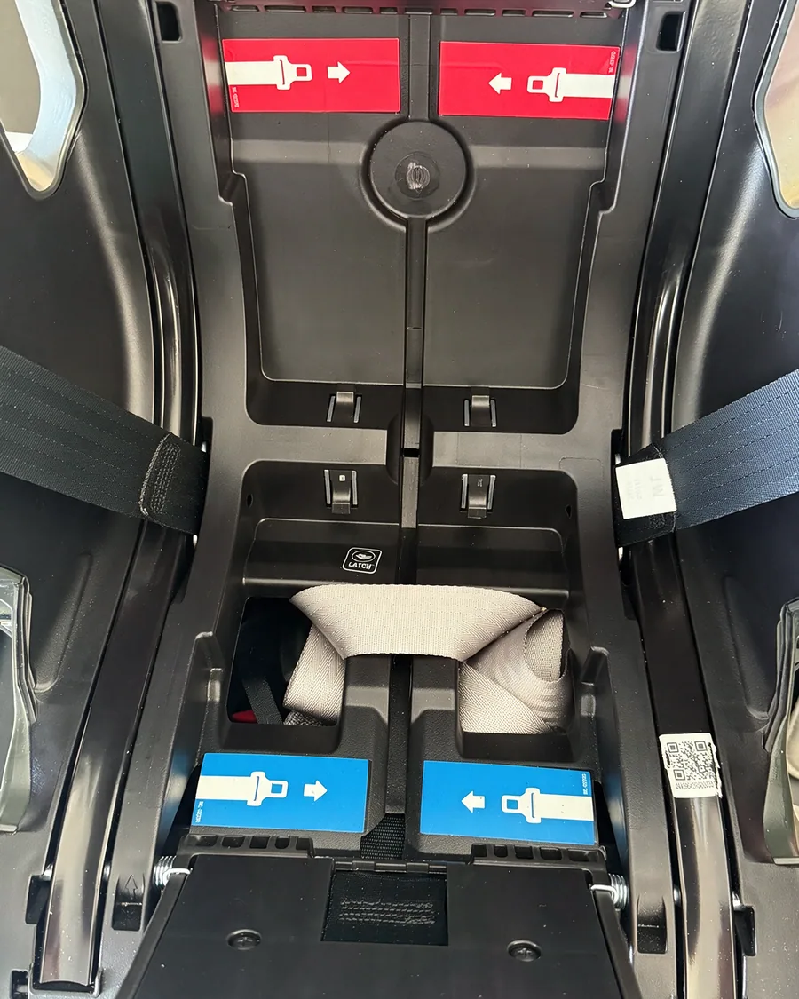 A car seat base after deep cleaning, spotless